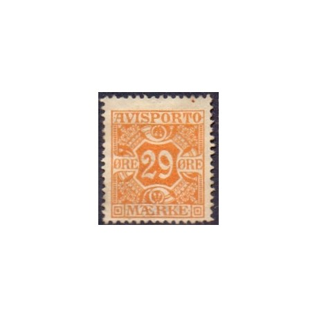 Avisporto. 1914-15. 29 Øre, orange, AFA. nr. 17 ubrugt, postfrisk, stemplet