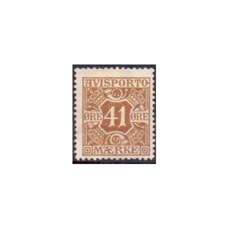Avisporto. 1914-15. 41 Øre, brun AFA. nr. 19 ubrugt, postfrisk, stemplet