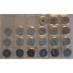 10 Øre. Chr. X. 1924-1947 i kobber, ialt 21 stk. incl. 10 øren 1945 og 1947.