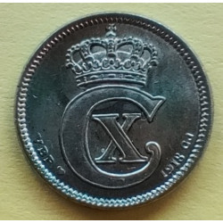 10 Øre. Chr. X. 1918 i en flot kvalitet for type og årstal.