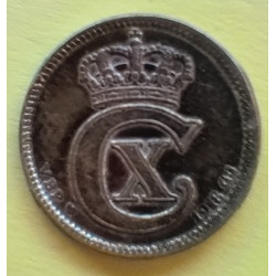10 Øre. Chr. X. 1918 i en middelgod kvalitet for type og årstal.