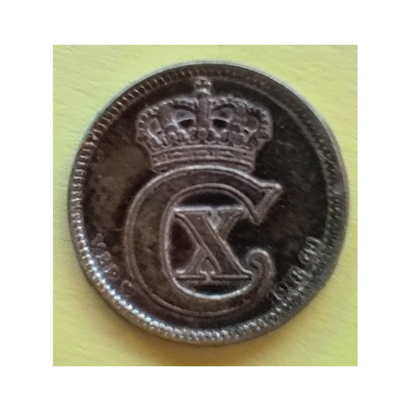 10 Øre. Chr. X. 1918 i en middelgod kvalitet for type og årstal.