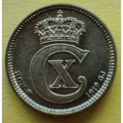10 Øre. Chr. X. 1919 i en flot kvalitet for type og årstal.