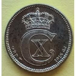 10 Øre. Chr. X. 1915 i en flot kvalitet for type og årstal.