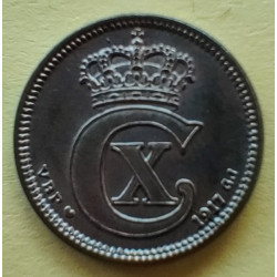10 Øre. Chr. X. 1917 i en middelgod kvalitet for type og årstal.
