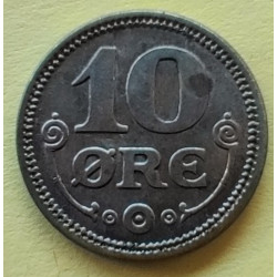 10 Øre. Chr. X. 1917 i en middelgod kvalitet for type og årstal.