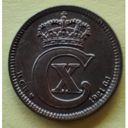 10 Øre. Chr. X. 1921 i en middelgod kvalitet for type og årstal.