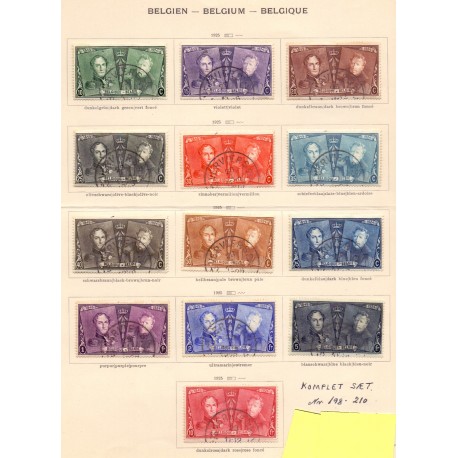 Belgien 1925. 10c-10Fr. AFA 198-210 stemplet/used