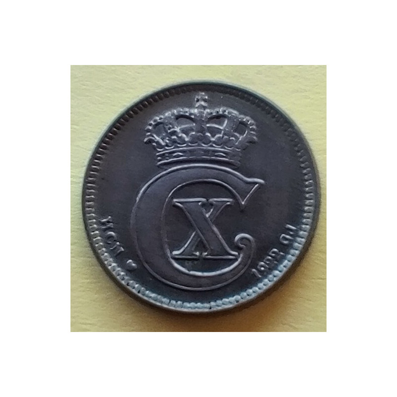 10 Øre. Chr. X. 1922 i en middelgod kvalitet for type og årstal.