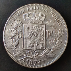 Belgien-Belgium. 5 F 1869 Leopold II. Ag.