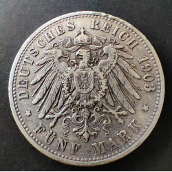 Tyskland-Germany. Bayern, 5 Fünf Mark 1903 D