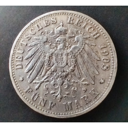 Tyskland-Germany. Preussen , 5 Fünf Mark 1908 A