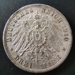 Tyskland-Germany. Preussen. 1910, Drei Mark (William II)