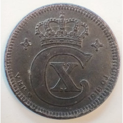 5 Øre. Chr. X. 1918 i en middelgod kvalitet for type og årstal.