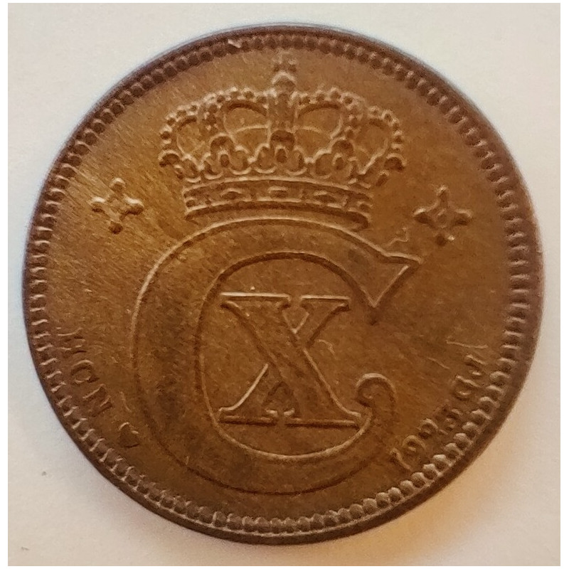 2 Øre. Chr. X. 1923 i en flot kvalitet for type og årstal.