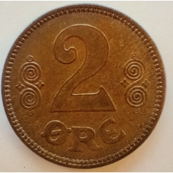2 Øre. Chr. X. 1923 i en flot kvalitet for type og årstal.