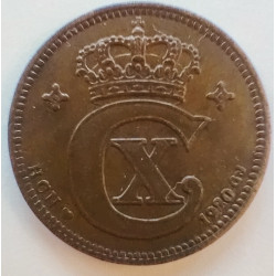 2 Øre. Chr. X. 1920 i en flot kvalitet for type og årstal.