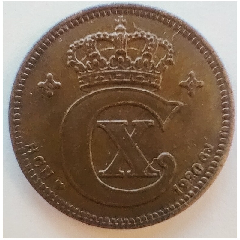 2 Øre. Chr. X. 1920 i en flot kvalitet for type og årstal.