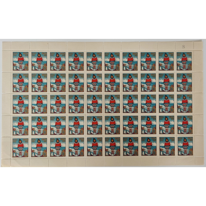 Danmark julemærke 1921 i helark ufoldet, foldet **/*