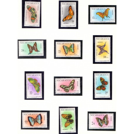 Nicaragua.  Butterflyies in complete set. Michel 1434-45 **/MNH