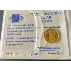 Sverige-Sweden. Tage Erlander 70 år, 900/1000, nr 377 3,5 gram 21,6 kt