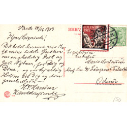 Varde. Torvegade, med Kolonial & Materialhandel, brugt med julemærke 1913