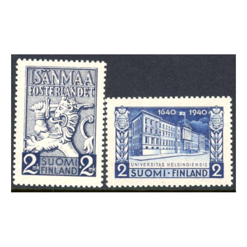 Finland. 1940. Forsvarsmærke og Universitet. AFA nr. 233-34 **               */stemplet (o)
