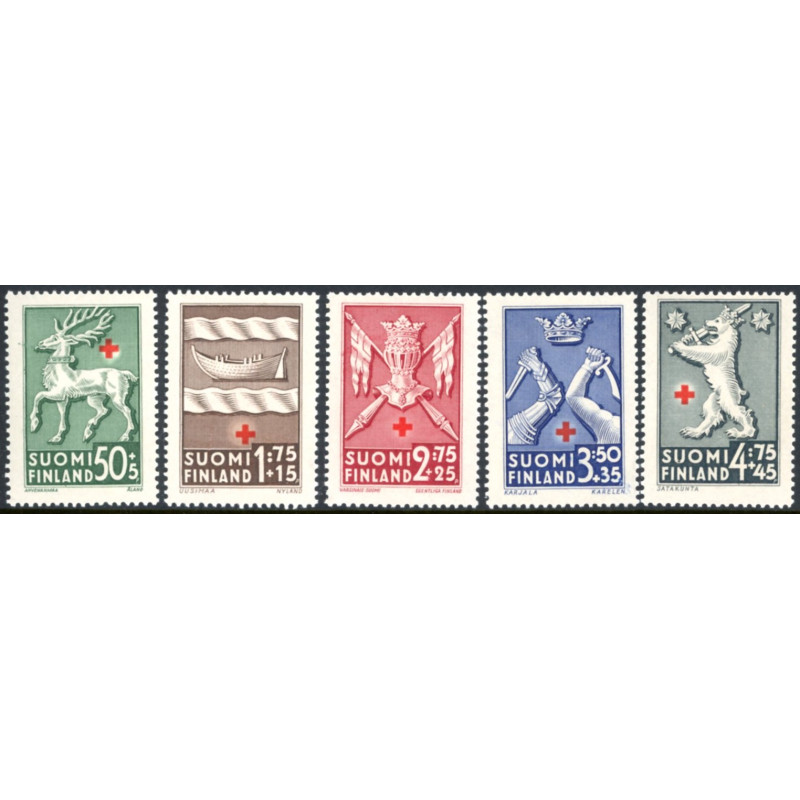 Finland. 1942. Røde Kors. AFA nr. 261-65 **            */stemplet (o)