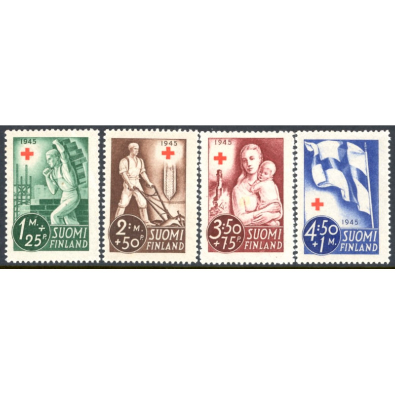 Finland. 1945. Røde Kors. AFA nr. 293-96 **          */stemplet (o)