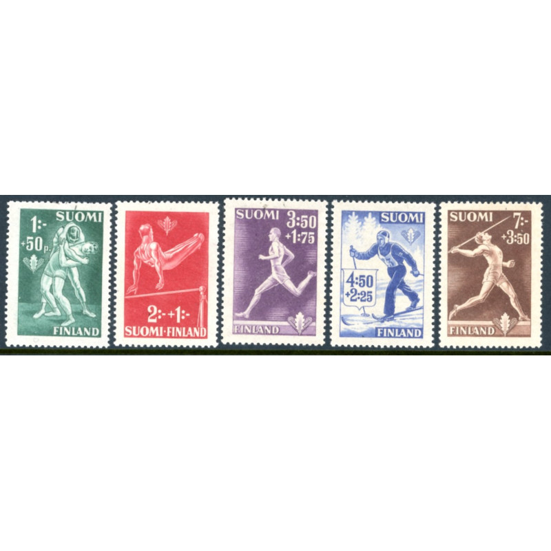 Finland. 1945. Sportsudgave. AFA nr. 297-301 **                      */stemplet (o)