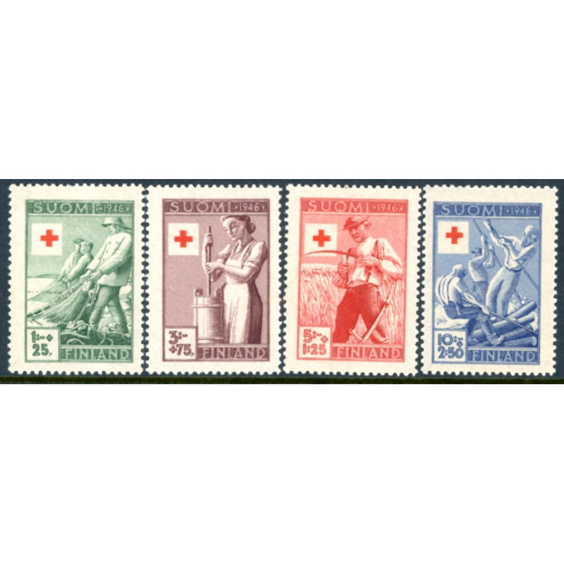 Finland. 1946. Røde Kors. AFA nr. 314-17 **                      */stemplet (o)