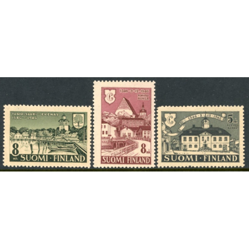 Finland. 1946. Borgå og Ekenäs byjubilæum. AFA nr. 326-28 **                    */stemplet (o)