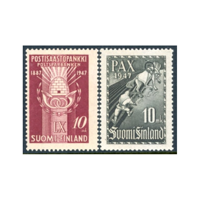 Finland. 1947. Postsparebank og Fredsmærke. AFA nr. 339-40 **                  */stemplet (o)
