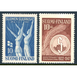 Finland. 1947. Sportsfest og Sparekasse jubilæum. AFA nr. 341-42 **                  */stemplet (o)