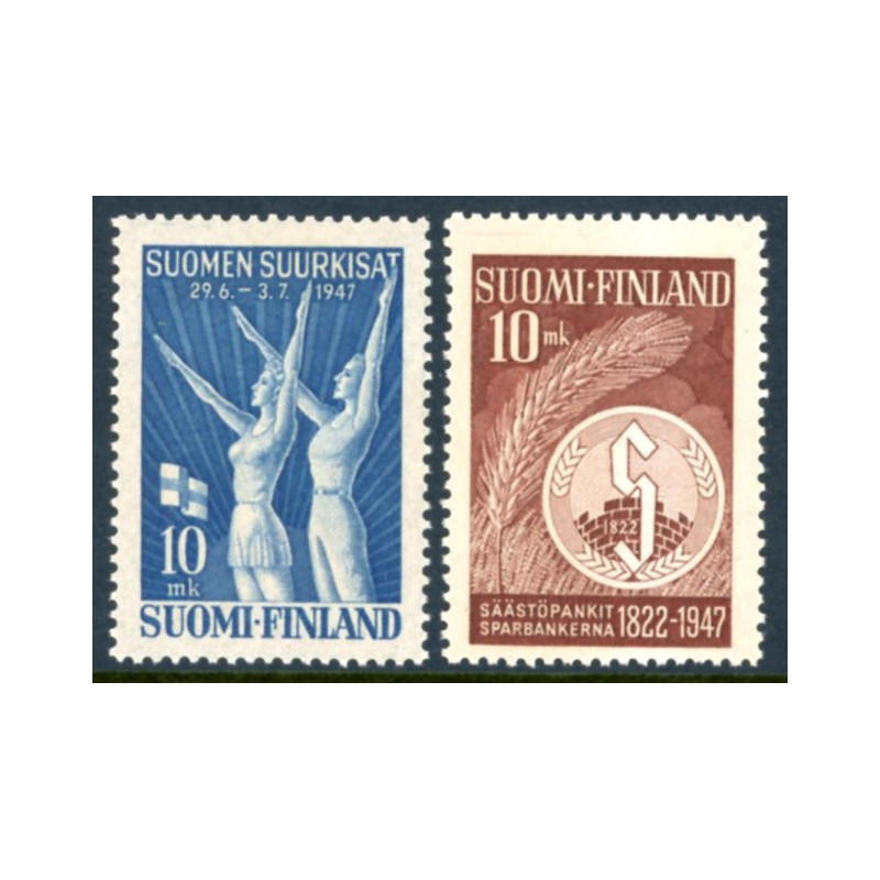 Finland. 1947. Sportsfest og Sparekasse jubilæum. AFA nr. 341-42 **                  */stemplet (o)