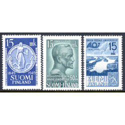 Finland. 1949. Højskole, Andels, og Verdenspostjubilæer. AFA nr. 382-84 **             */stemplet (o)