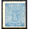 Sverige. 1858. 12 Øre, våben, Ultramarin, AFA nr. 9a, postfrisk stemplet