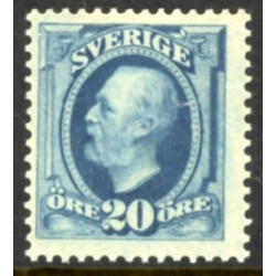 Sverige. 1891. Kong Oscar, 20 Øre, ultramarin, AFA nr. 43a **  postfrisk stemplet FDC st,