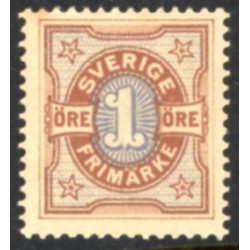 Sverige. 1892. Taltegning, 1 Øre, AFA nr. 46 **  postfrisk stemplet FDC st,