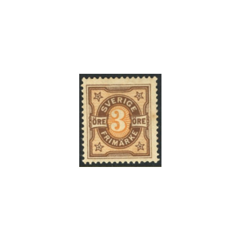 Sverige. 1892. Taltegning, 3 Øre, AFA nr. 48 **   postfrisk stemplet FDC st,