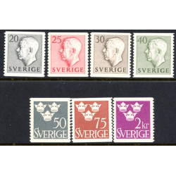 Sverige. 1952. Farve og suppleringsværdier, AFA nr. 375-81 ** (7)   postfrisk stemplet FDC st,