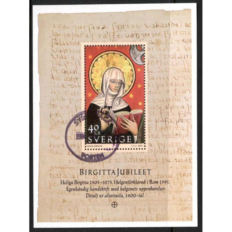 Sverige 2003. Den Hellige Birgitta miniark. AFA 2288,  postfrisk stemplet  hæfte FDC parstykkke