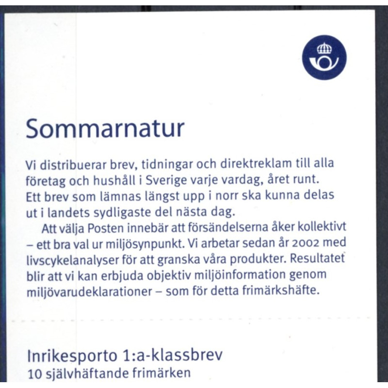Sverige 2009. Sommernatur. AFA nr. 2645-48, postfrisk stemplet  hæfte FDC parstykkke