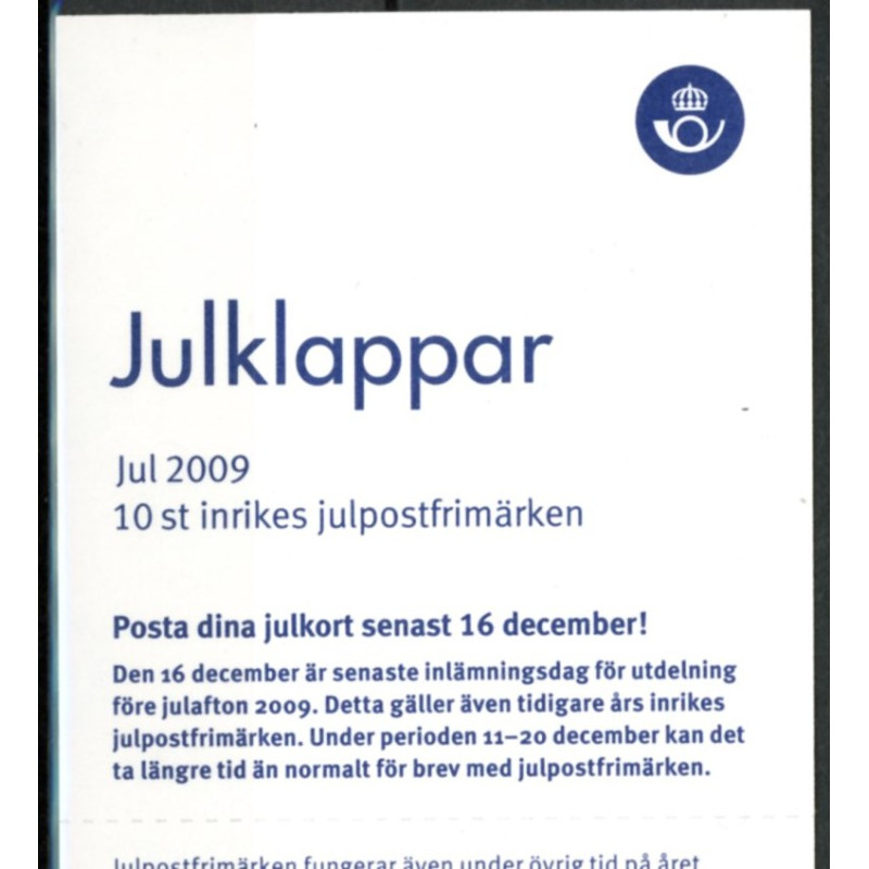 Sverige 2009. Julefrimærker. AFA nr. 2670-73,  stemplet hæfte FDC parstykkke