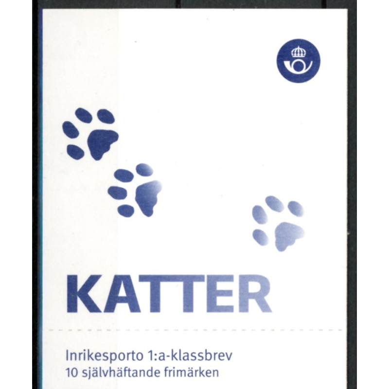 Sverige 2010. Katte. AFA nr. 2678-81, postfrisk  sammentryk stemplet  hæfte FDC parstykkke