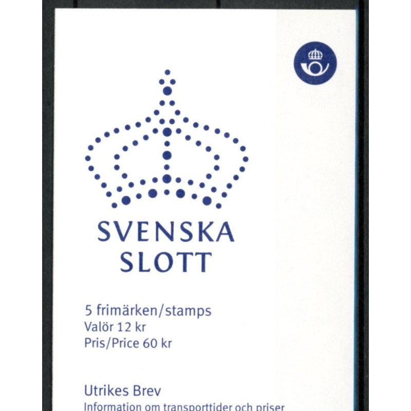 Sverige 2010. Svenske slotte. AFA nr. 2684-88 postfrisk sammentryk stemplet  hæfte FDC parstykkke