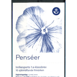 Sverige 2010. Stedmoderblomster. AFA nr. 2704-08 postfrisk stemplet  hæfte FDC parstykkke