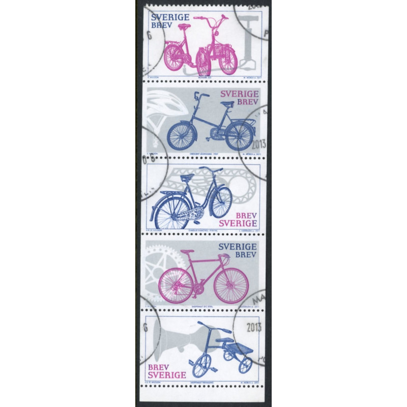 Sverige 2011. Cykler. AFA nr. 2746-50 postfrisk sammentryk stemplet  hæfte FDC parstykkke