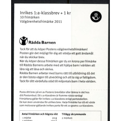 Sverige 2011. Red Barnet. AFA nr. 2768-69 postfrisk stemplet  hæfte FDC parstykkke