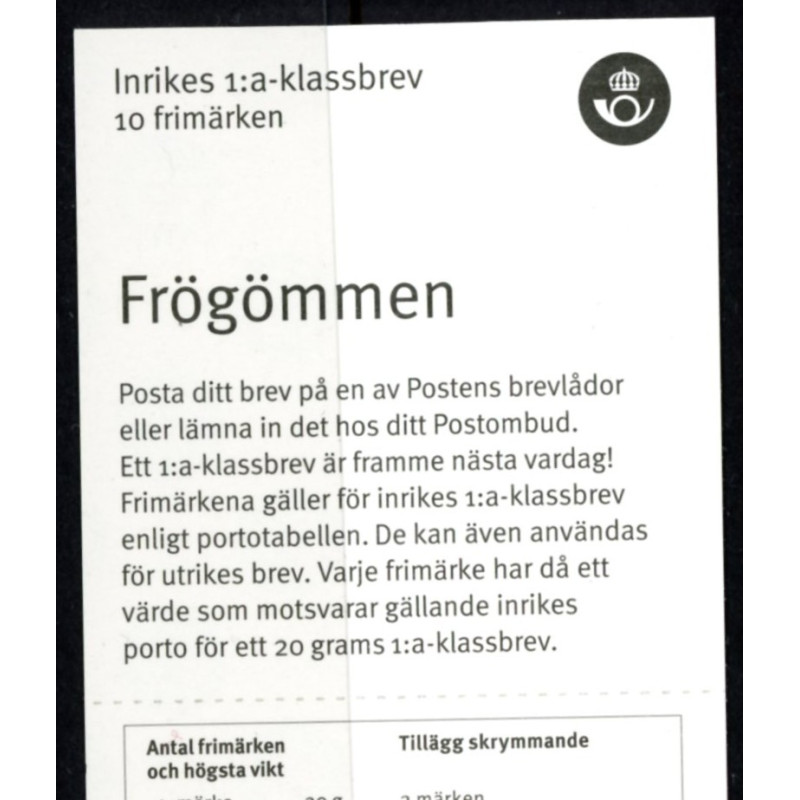 Sverige 2011. Frøgemmer. AFA nr. 2788-91 postfrisk hæfte stemplet  hæfte FDC parstykkke